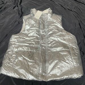 a new day Shimmering Silver Puffer Vest